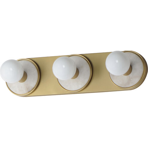 Hollywood LED 20 inch Whit Alabaster and Natural Aged Brass Bath Vanity Wall Light in Bulb Included, White Alabaster and Natural Aged Brass