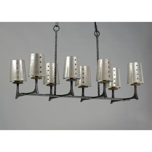 Anvil 8 Light 38 inch Natural Iron Linear Pendant Ceiling Light in Without Shade