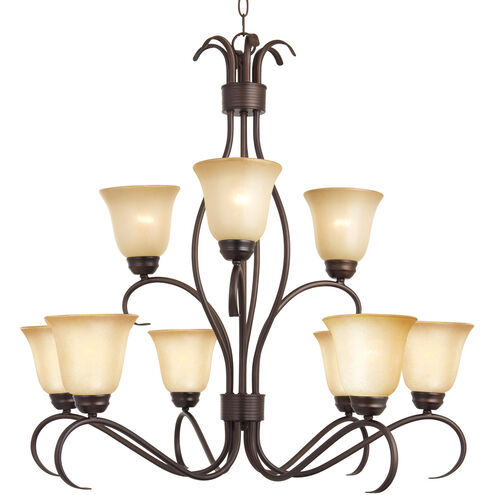 Basix 9 Light 32 inch Oil Rubbed Bronze Multi-Tier Chandelier Ceiling Light in Wilshire