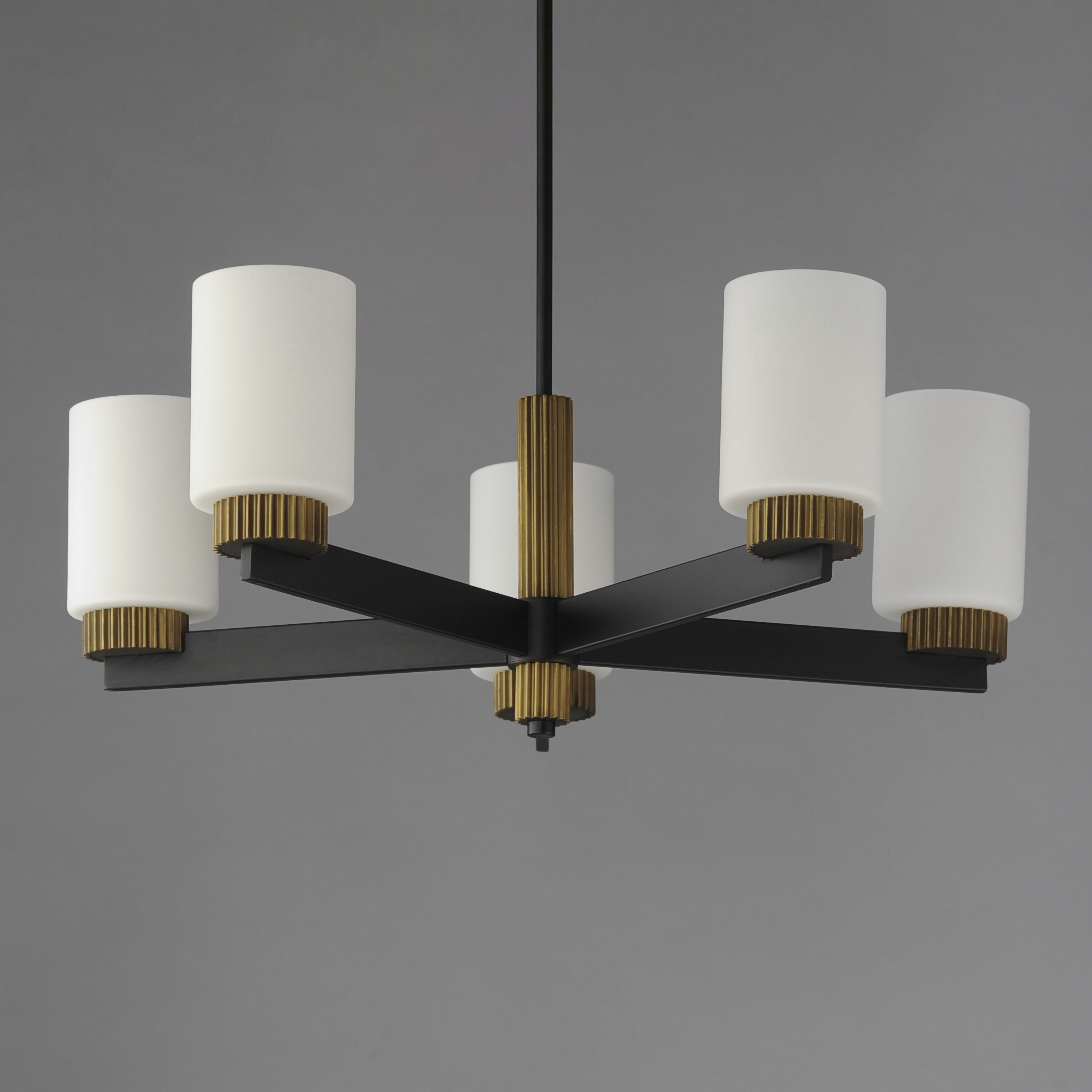 Ruffles 5 Light 30.25 inch Black and Antique Brass Single Tier Chandelier Ceiling Light