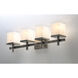 Tetra 4 Light 30 inch Satin Nickel Bath Vanity Wall Light in White Linen