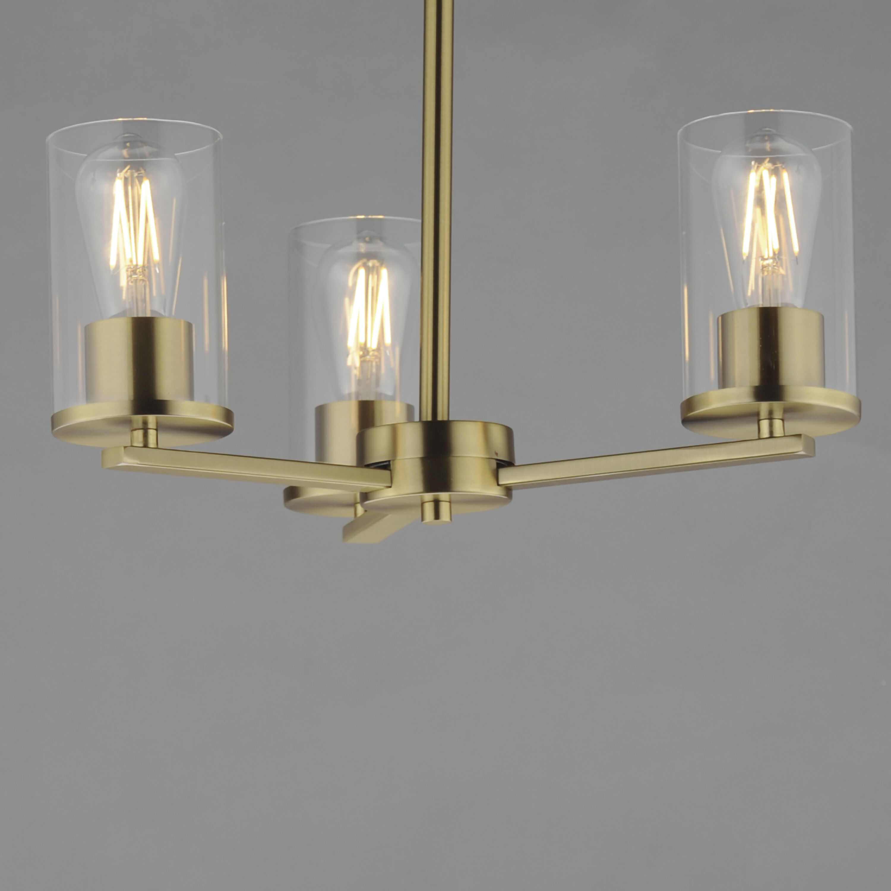 Lateral 3 Light 18 inch Satin Brass Chandelier Ceiling Light in Clear