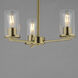Lateral 3 Light 18 inch Satin Brass Chandelier Ceiling Light in Clear