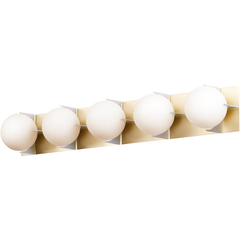 Finn 5 Light 43.5 inch Satin Brass/Brushed Platinum Vanity Light Wall Light