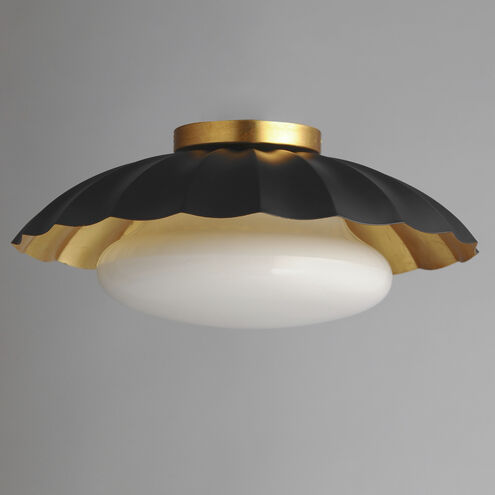 Primrose 1 Light 16 inch Black and Gold Leaf Flush Mount Ceiling Light