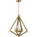 Vector 4 Light 24 inch Weathered Oak/Antique Brass Single Pendant Ceiling Light