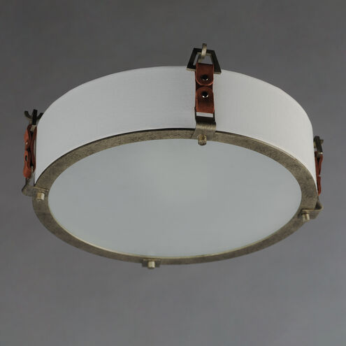 Sausalito 3 Light 16 inch Weathered Zinc / Brown Suede Flush Mount Ceiling Light