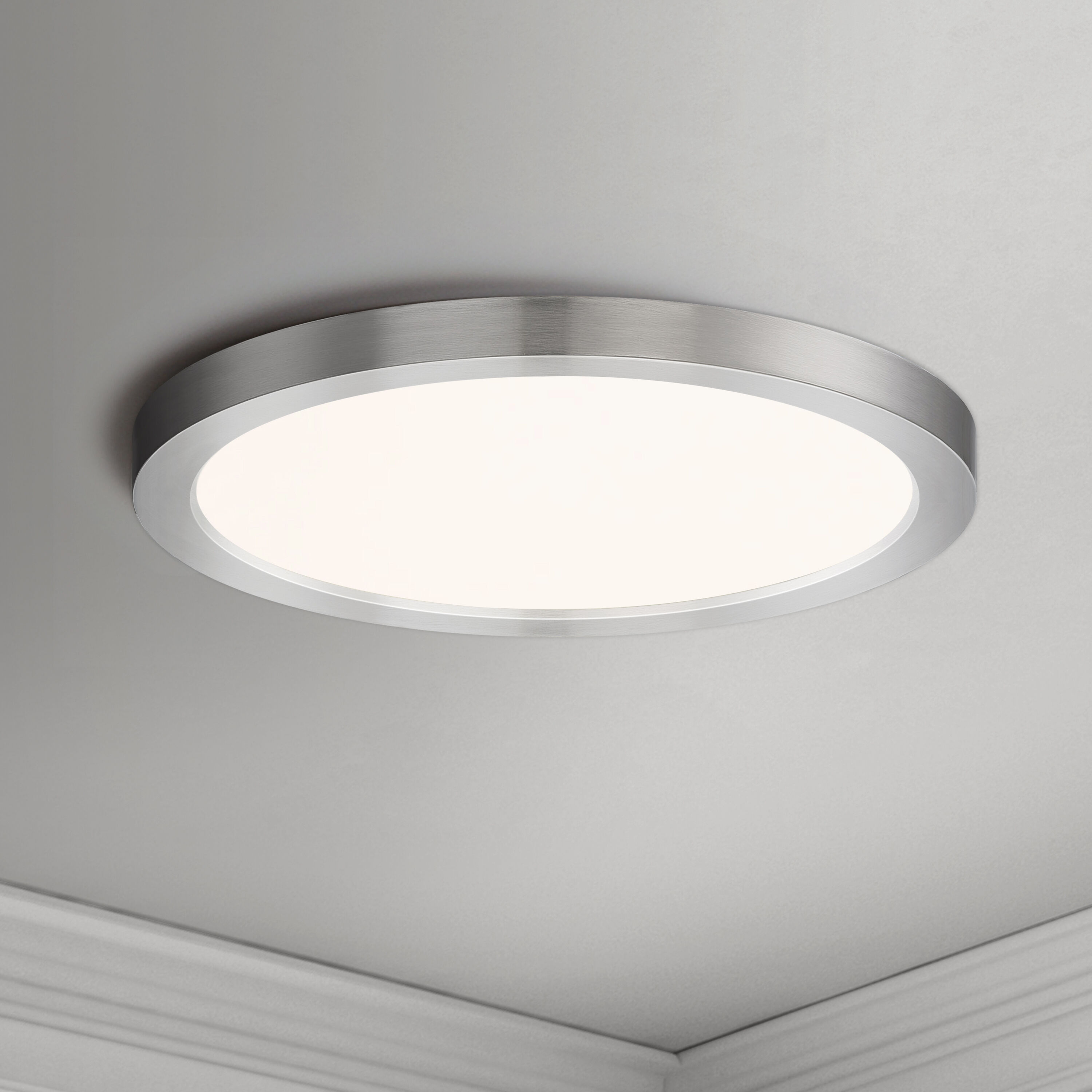 Chip LED 9 inch Satin Nickel Flush Mount Ceiling Light
