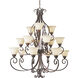 Manor 15 Light 45 inch Oil Rubbed Bronze Multi-Tier Chandelier Ceiling Light