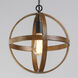 Compass 1 Light 12 inch Antique Pecan and Black Single Pendant Ceiling Light
