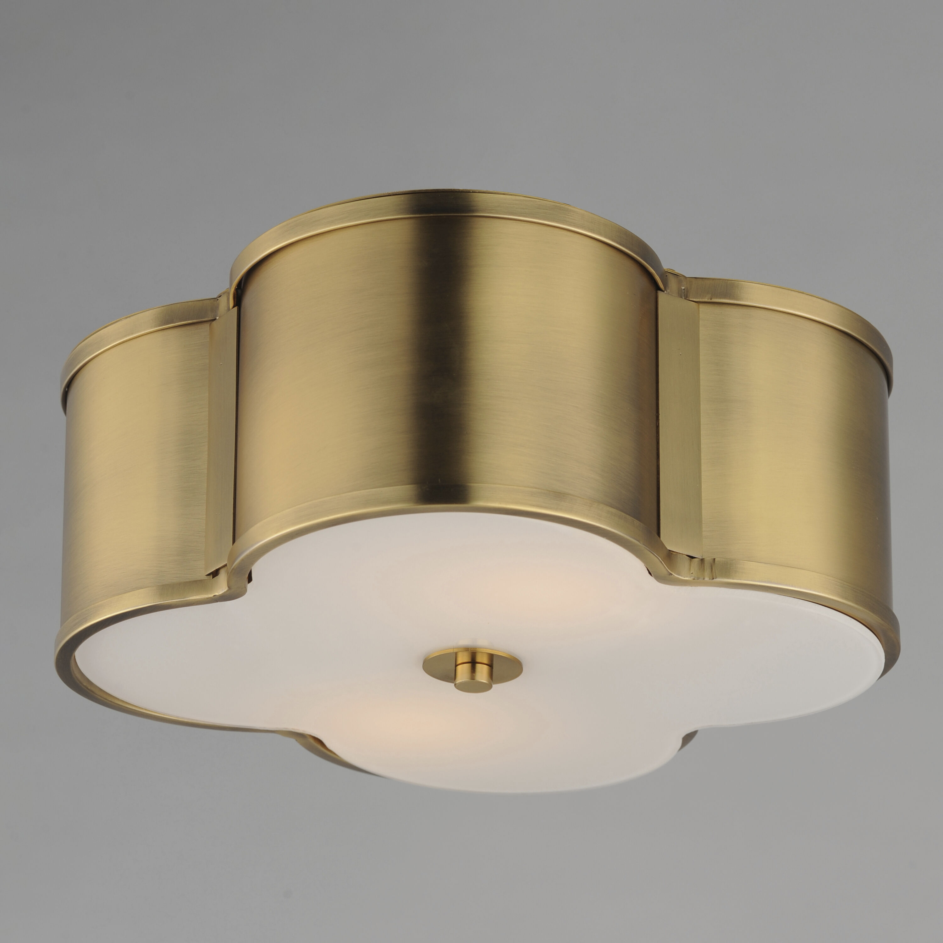 Clover 2 Light 14 inch Natural Aged Brass Flush Mount Ceiling Light