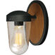 Lido 1 Light 9.25 inch Antique Pecan and Black Outdoor Wall Mount