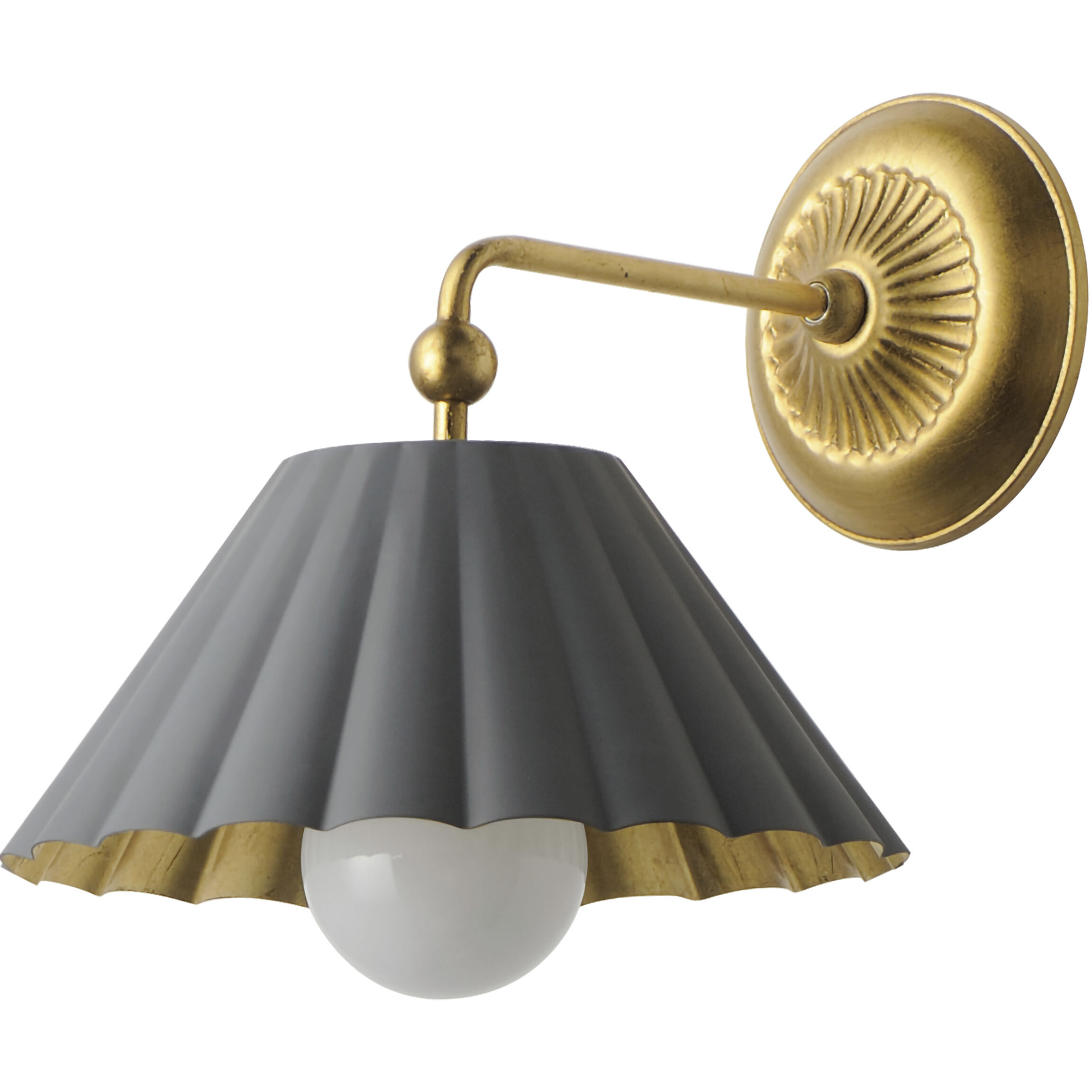 Primrose 1 Light 10 inch Dark Grey and Gold Leaf Wall Sconce Wall Light
