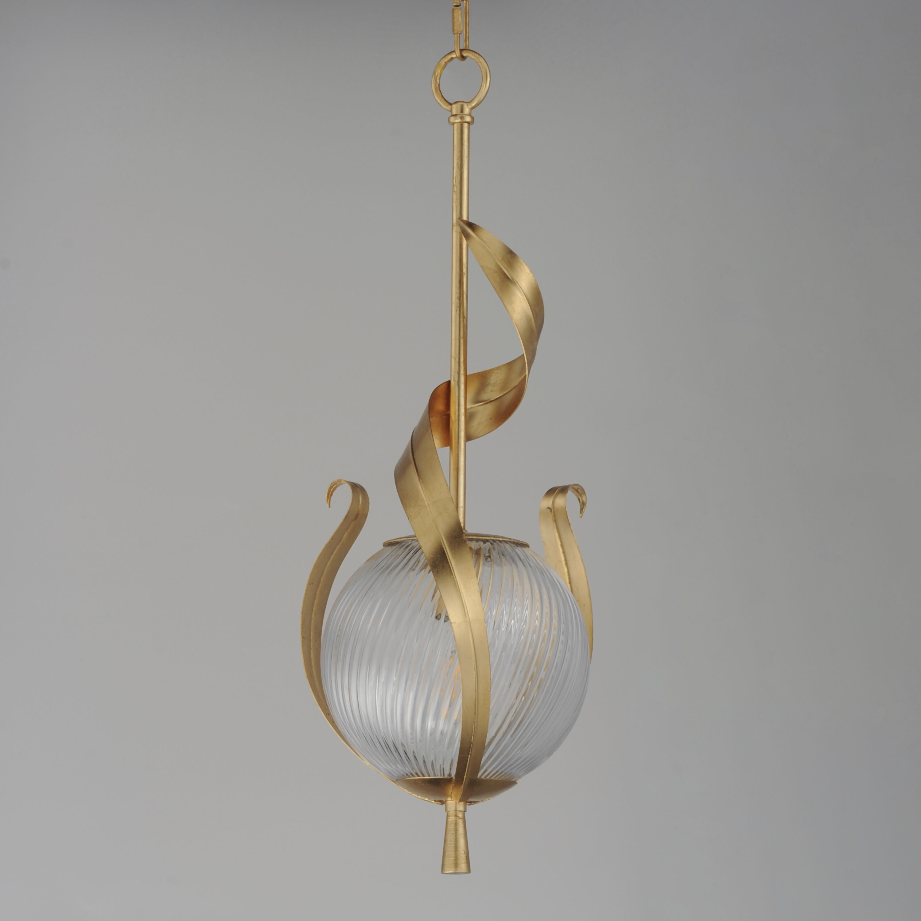 Firenze 1 Light 9.25 inch Gold Leaf Single Pendant Ceiling Light in Clear Ribbed
