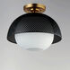 Perf 1 Light 14.25 inch Black and Satin Brass Flush Mount Ceiling Light