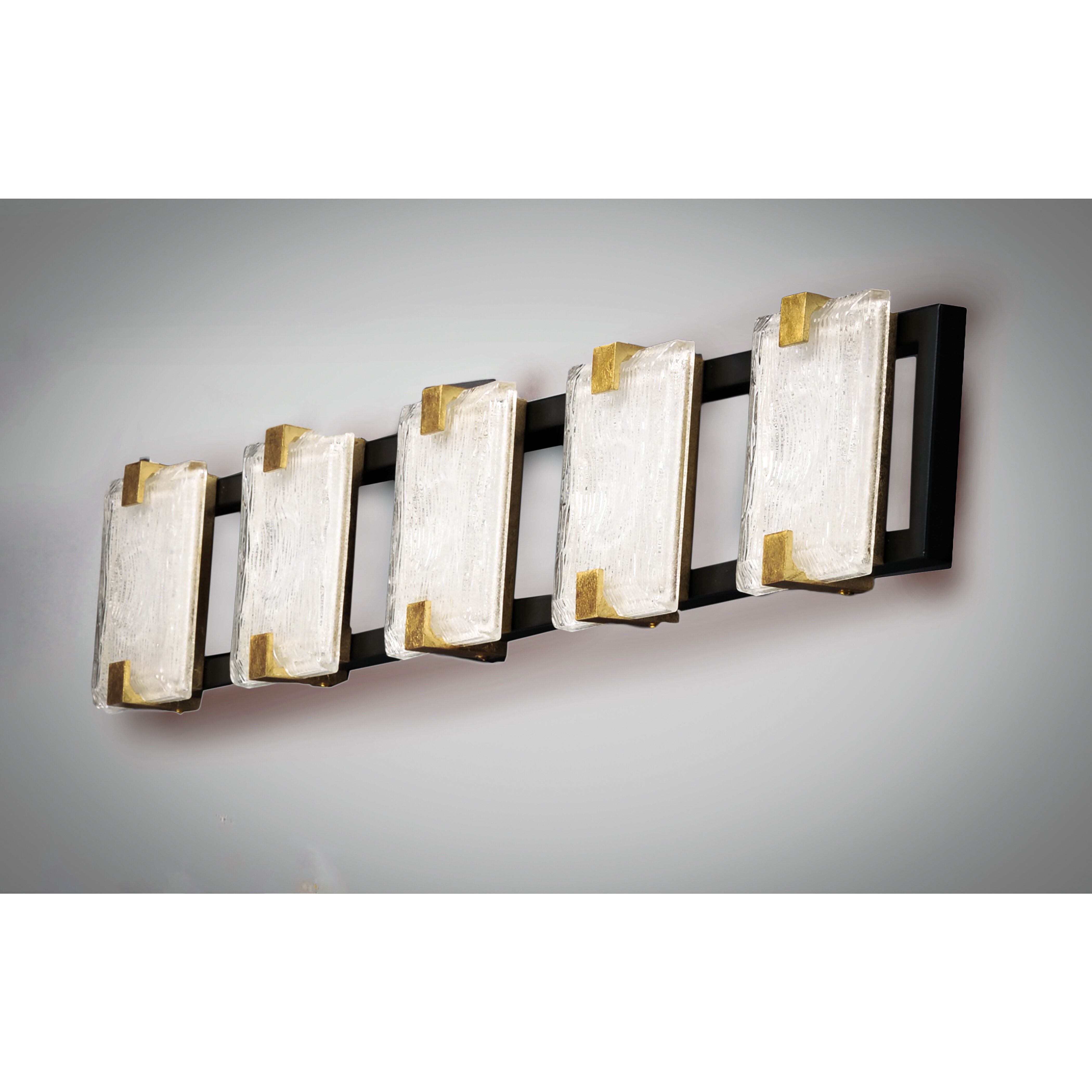 Radiant LED 35 inch Black/Gold Leaf Bath Vanity Wall Light