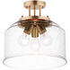 Acadia 3 Light 12.75 inch Heritage Semi-Flush Mount Ceiling Light