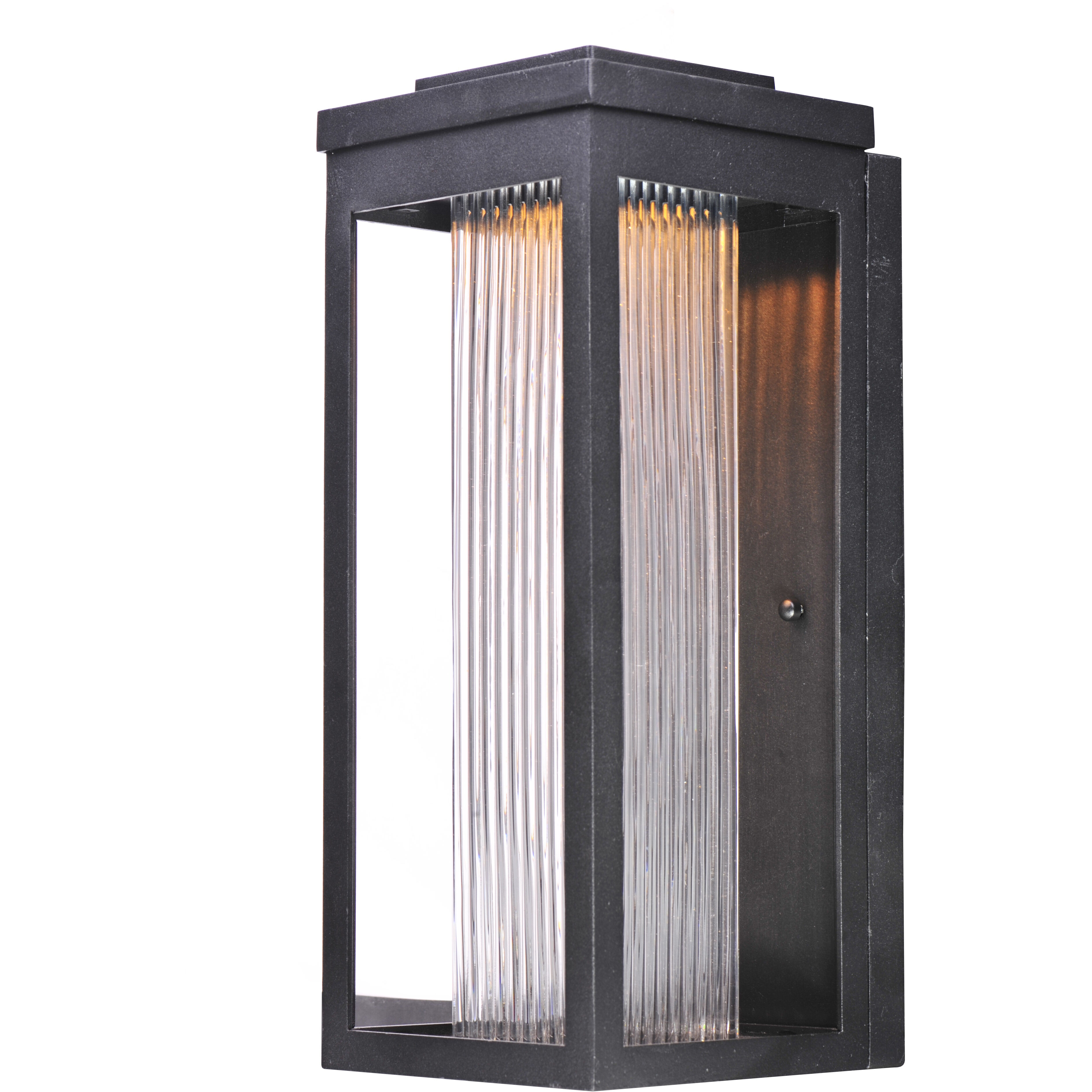 Salon LED LED 15 inch Black Outdoor Wall Sconce in Clear Ribbed