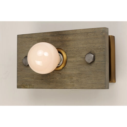 Plank 1 Light 11 inch Weathered Wood/Antique Brass Wall Sconce Wall Light