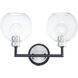 Vessel 2 Light Black and Brushed Aluminum Wall Sconce Wall Light