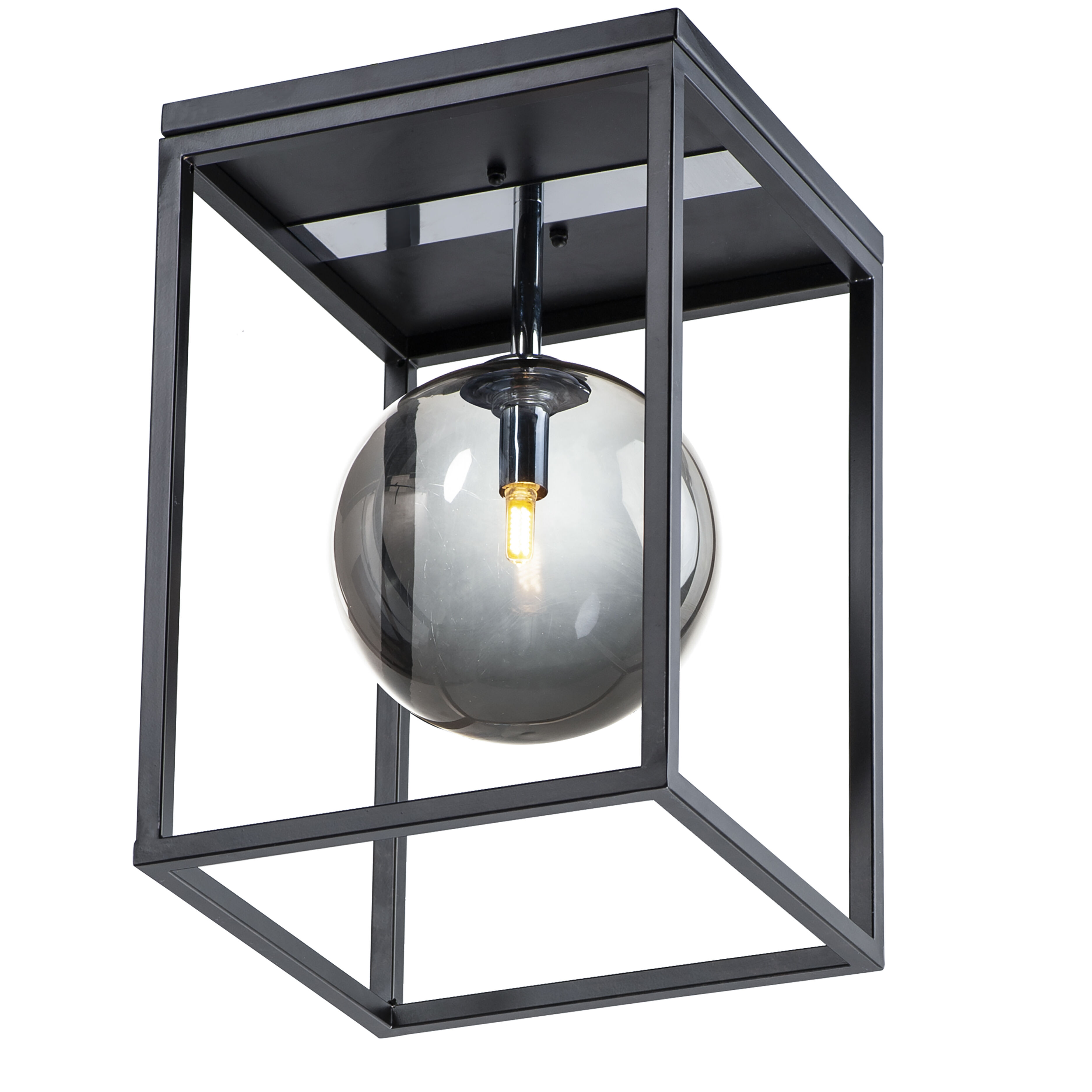 Fluid LED 9.75 inch Black/Polished Chrome Single Pendant Ceiling Light in Mirror Smoke, Black and Polished Chrome