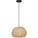 Tahiti 1 Light 14 inch Black Single Pendant Ceiling Light