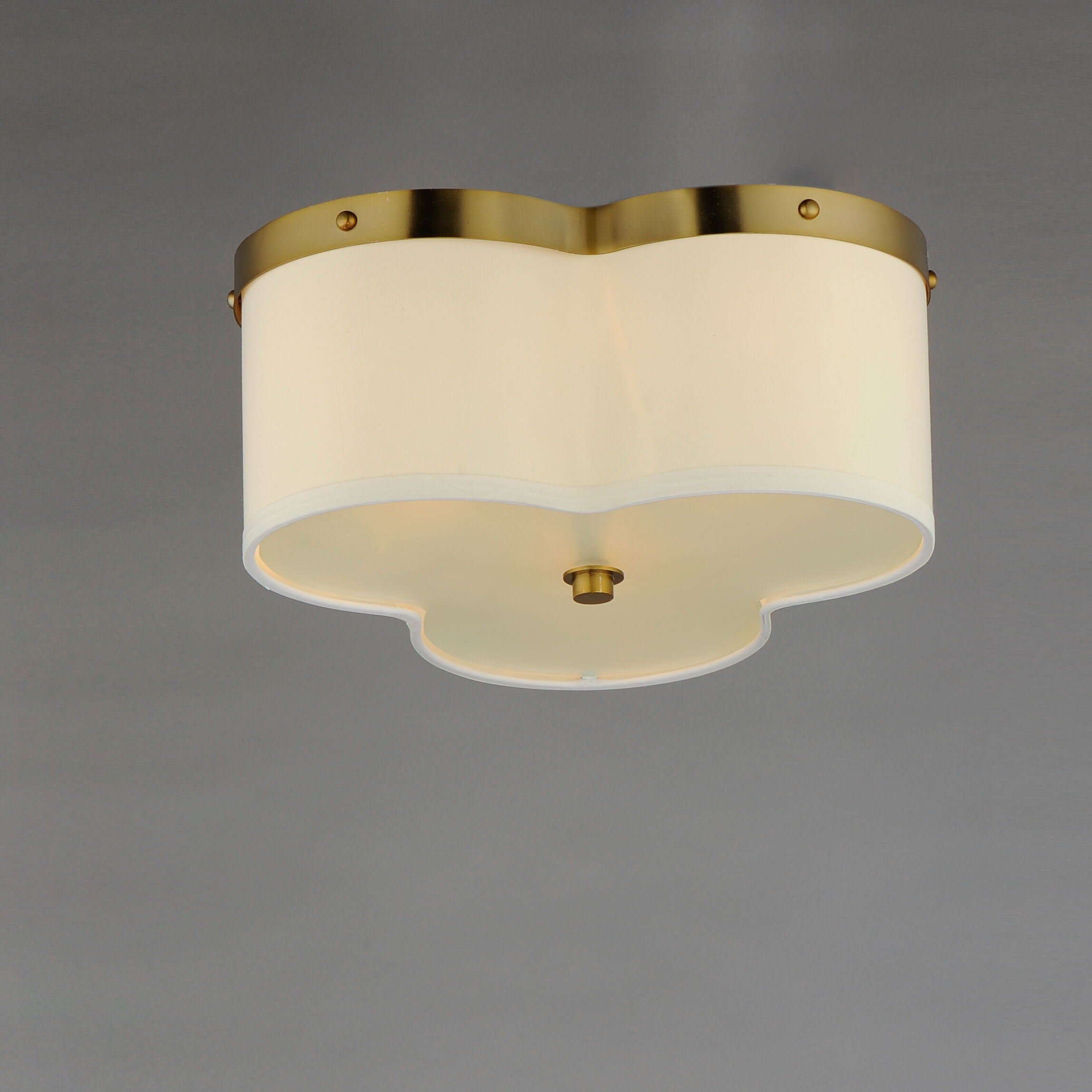 Clover 3 Light 14 inch Satin Brass Flush Mount Ceiling Light