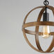 Compass 1 Light 12 inch Antique Pecan and Black Single Pendant Ceiling Light