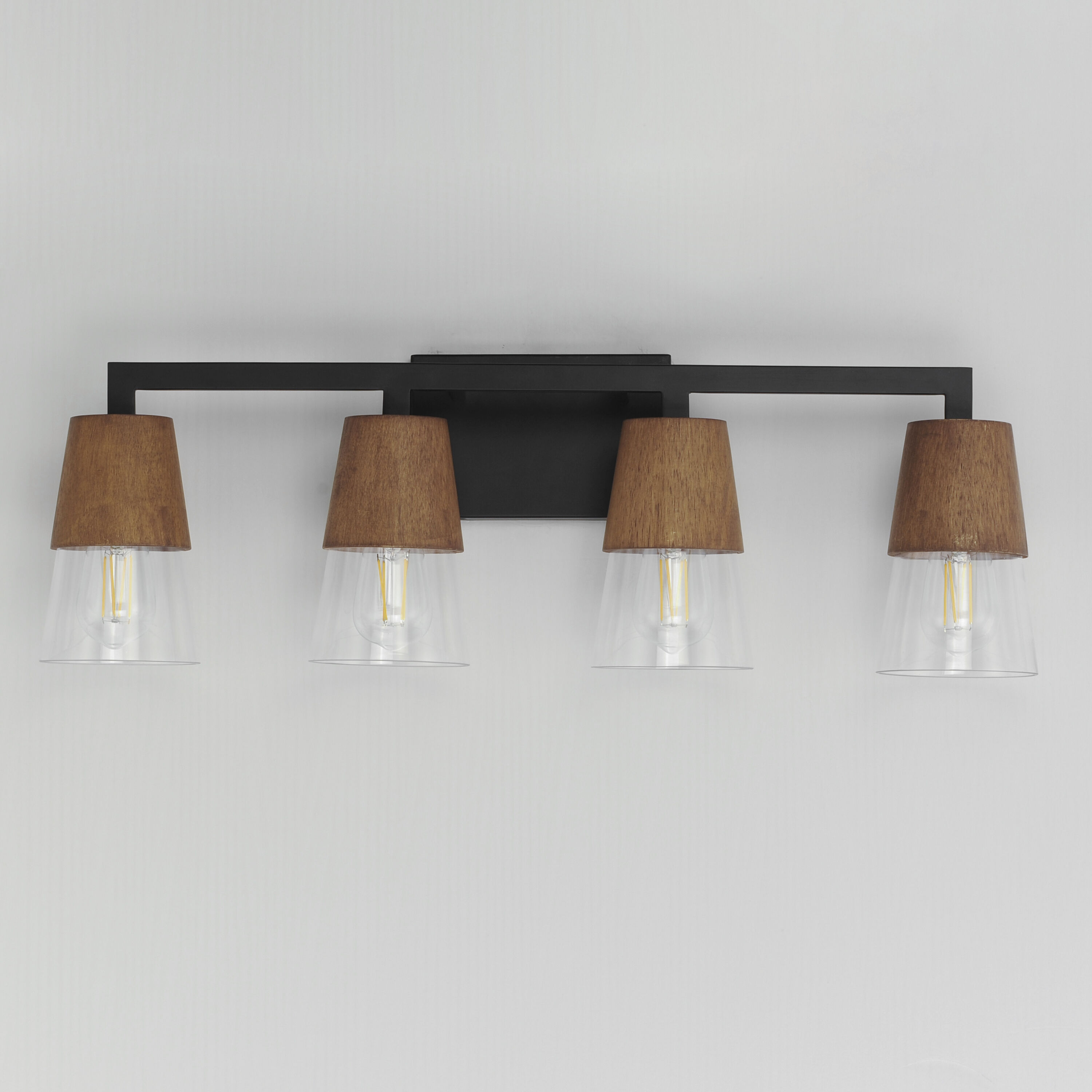 Carpenter 4 Light 28.25 inch Walnut and Black Bath Vanity Wall Light