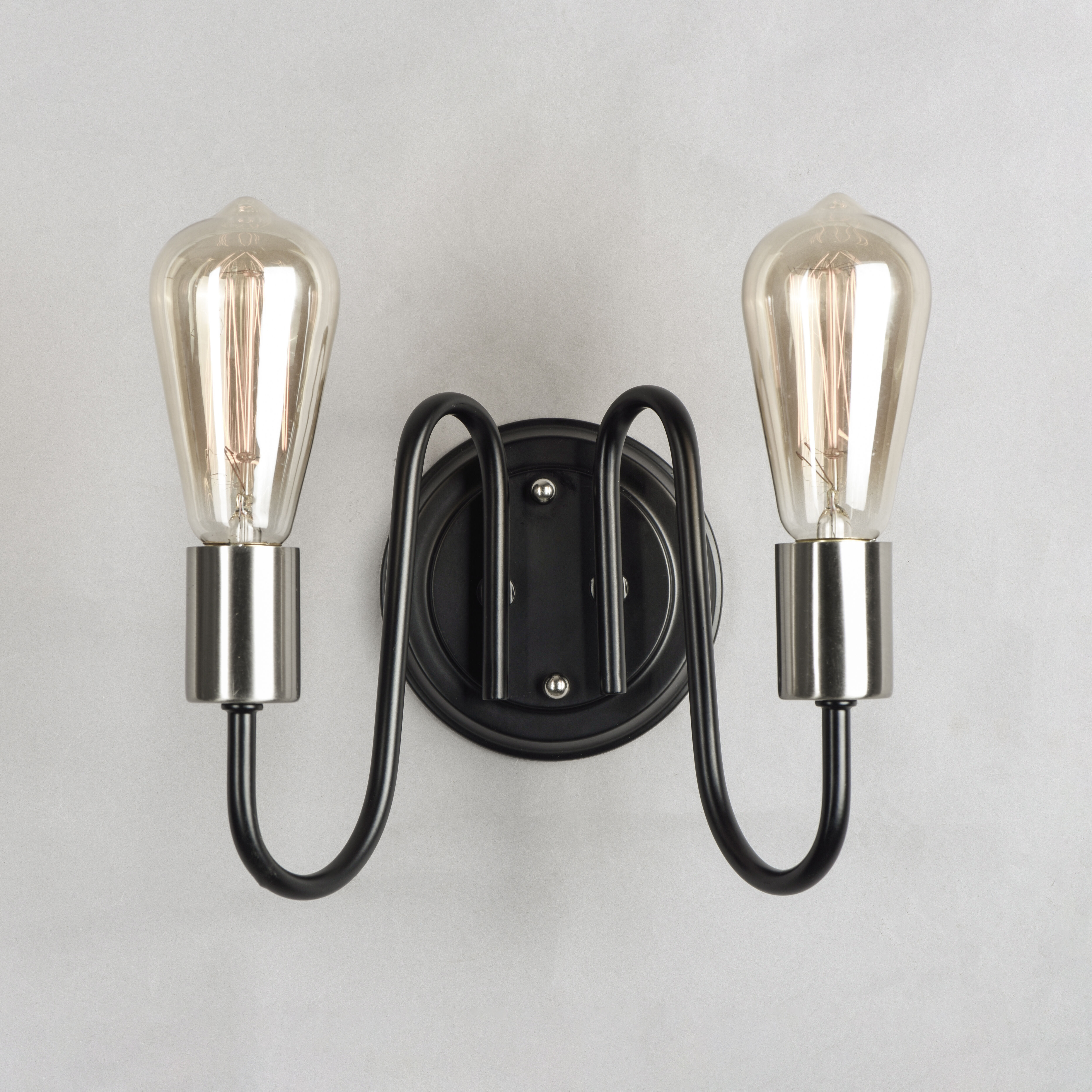 Haven Wall Sconce Wall Light in Black and Satin Nickel