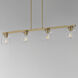 Scoop 4 Light 46 inch Natural Aged Brass Linear Pendant Ceiling Light in Clear