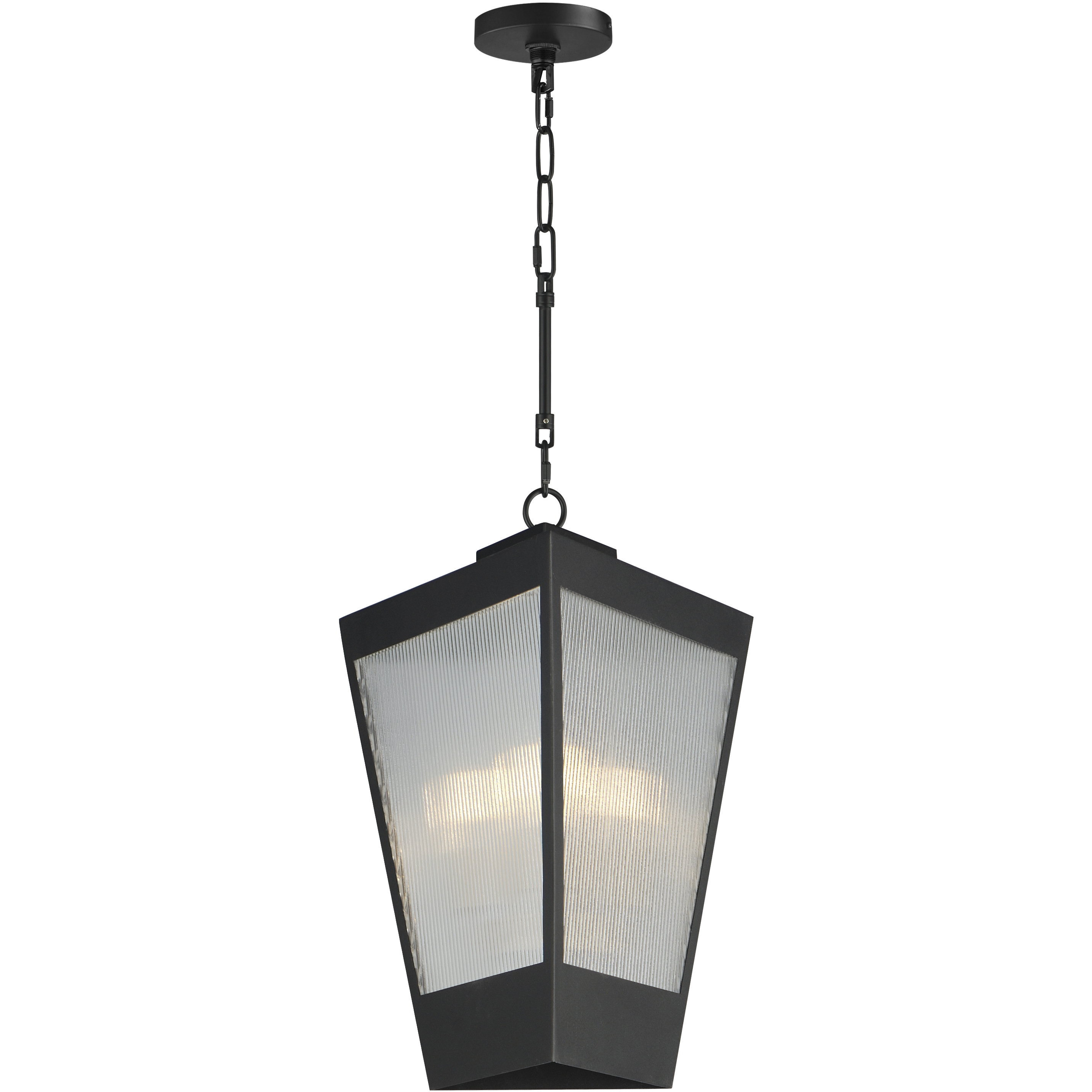 Triform 3 Light 14 inch Black and Antique Brass Outdoor Pendant