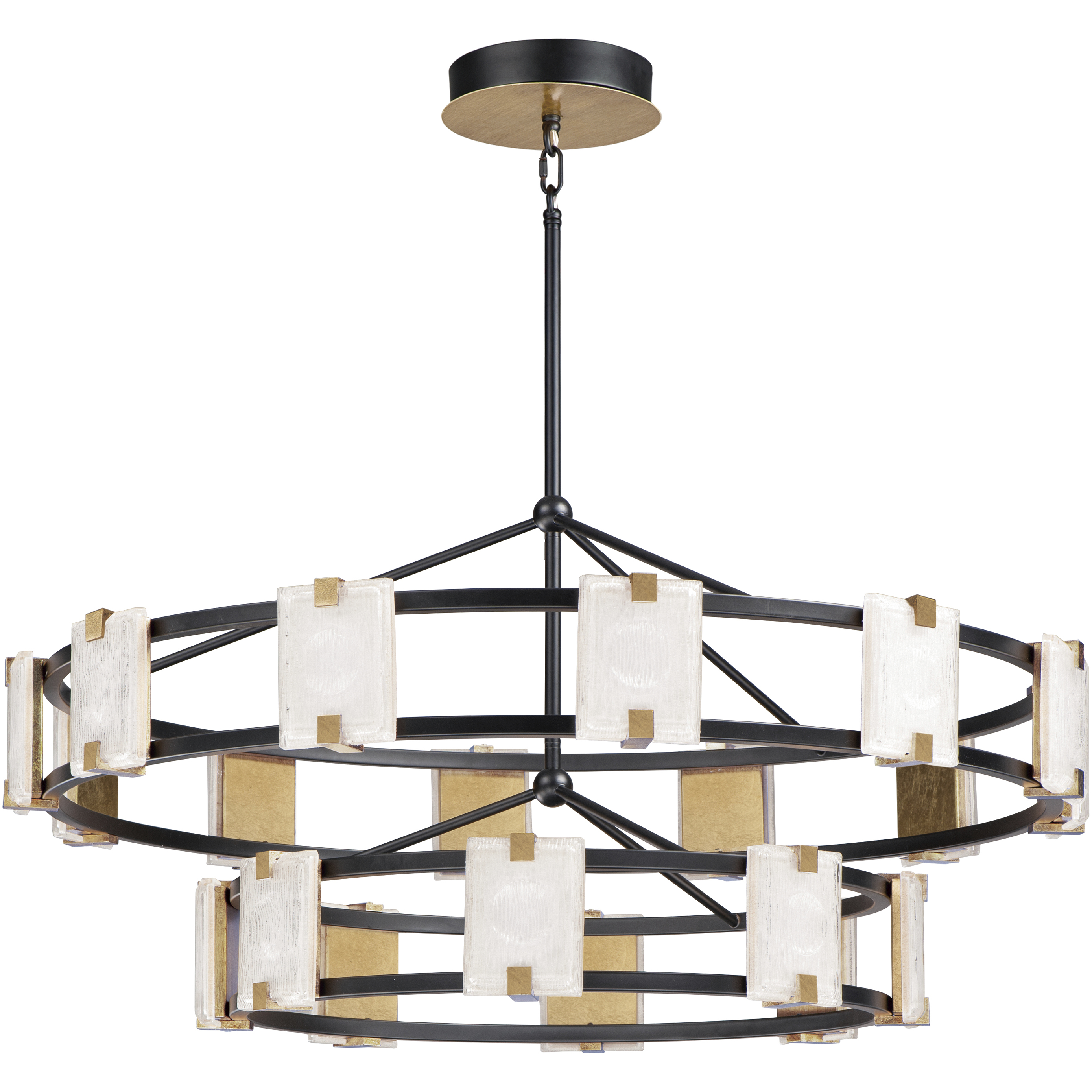 Radiant LED 41.75 inch Black and Gold Leaf Chandelier Ceiling Light