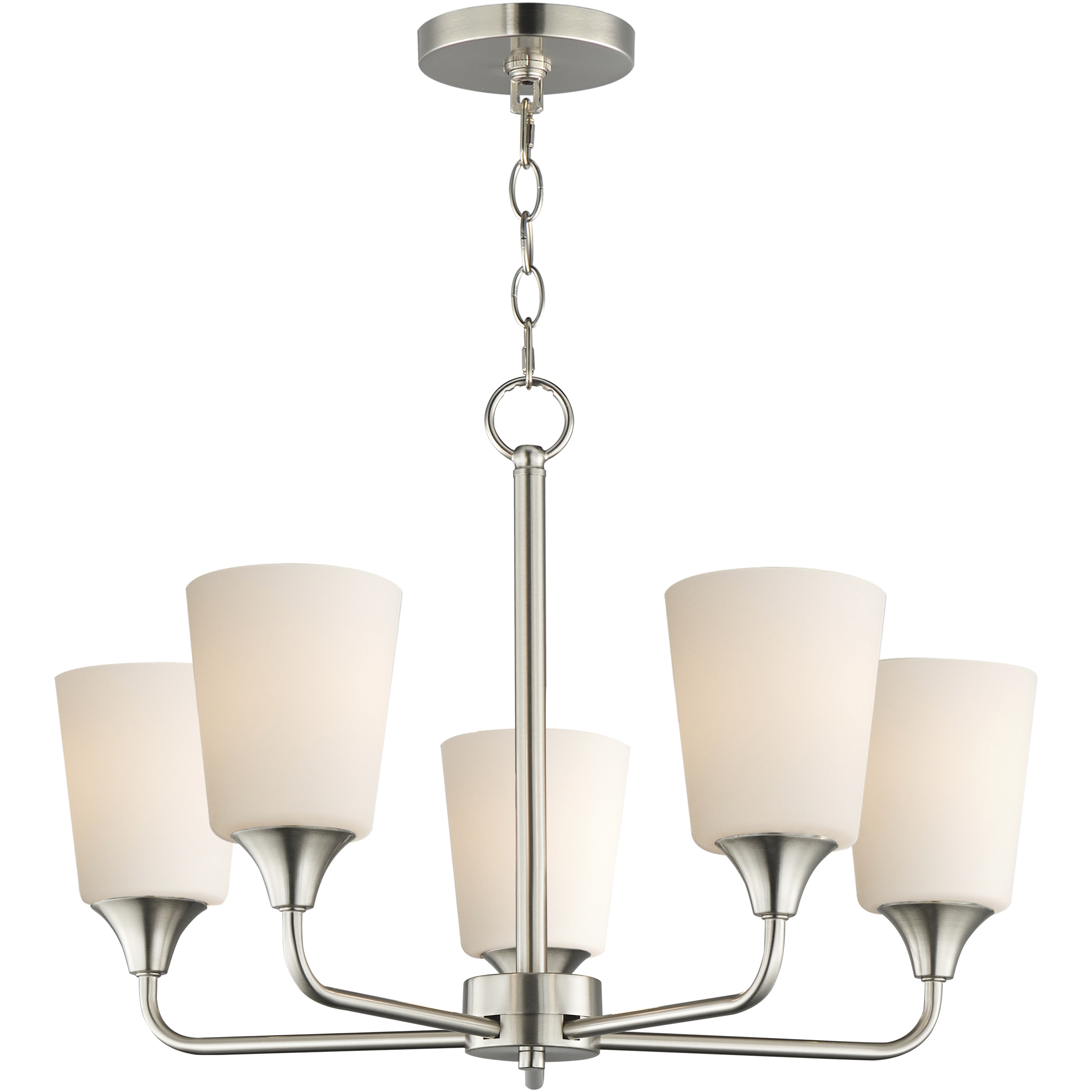 Hudson 5 Light 24 inch Satin Nickel Single-Tier Chandelier Ceiling Light in Satin White