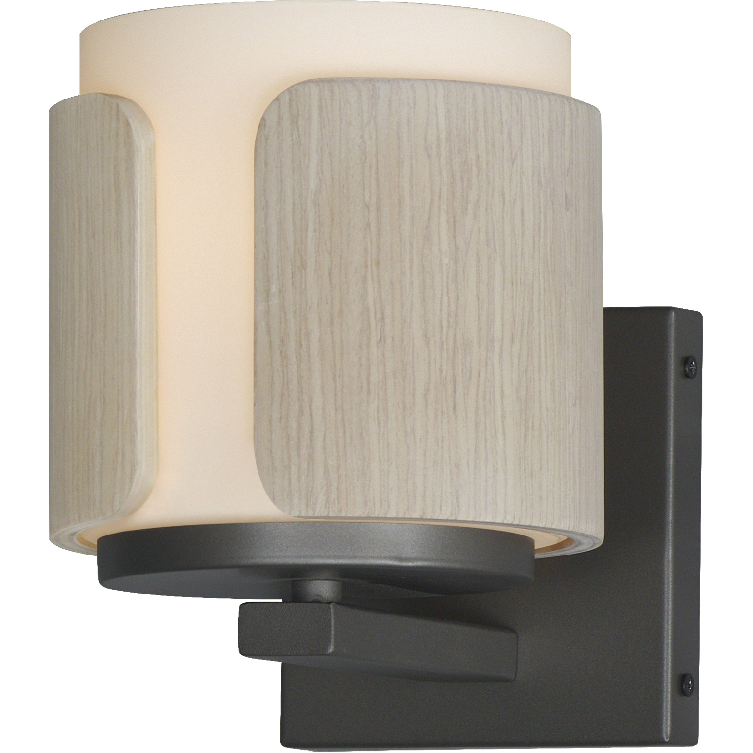 Draughtsman 1 Light 6 inch Natural Wood and Charcoal Wall Sconce Wall Light in Satin White