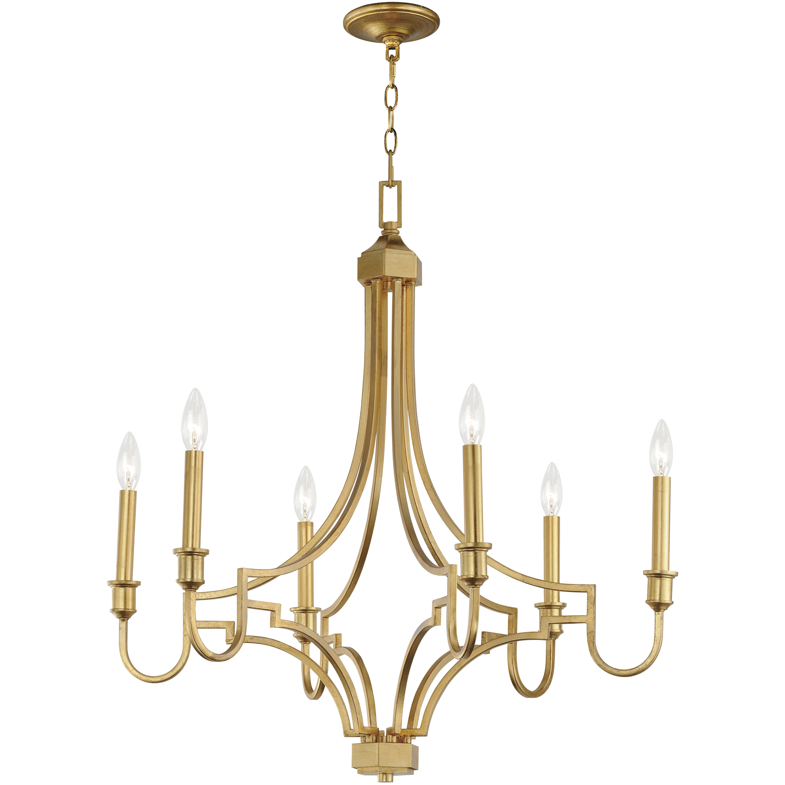 Normandy 6 Light 29 inch Gold Leaf Chandelier Ceiling Light