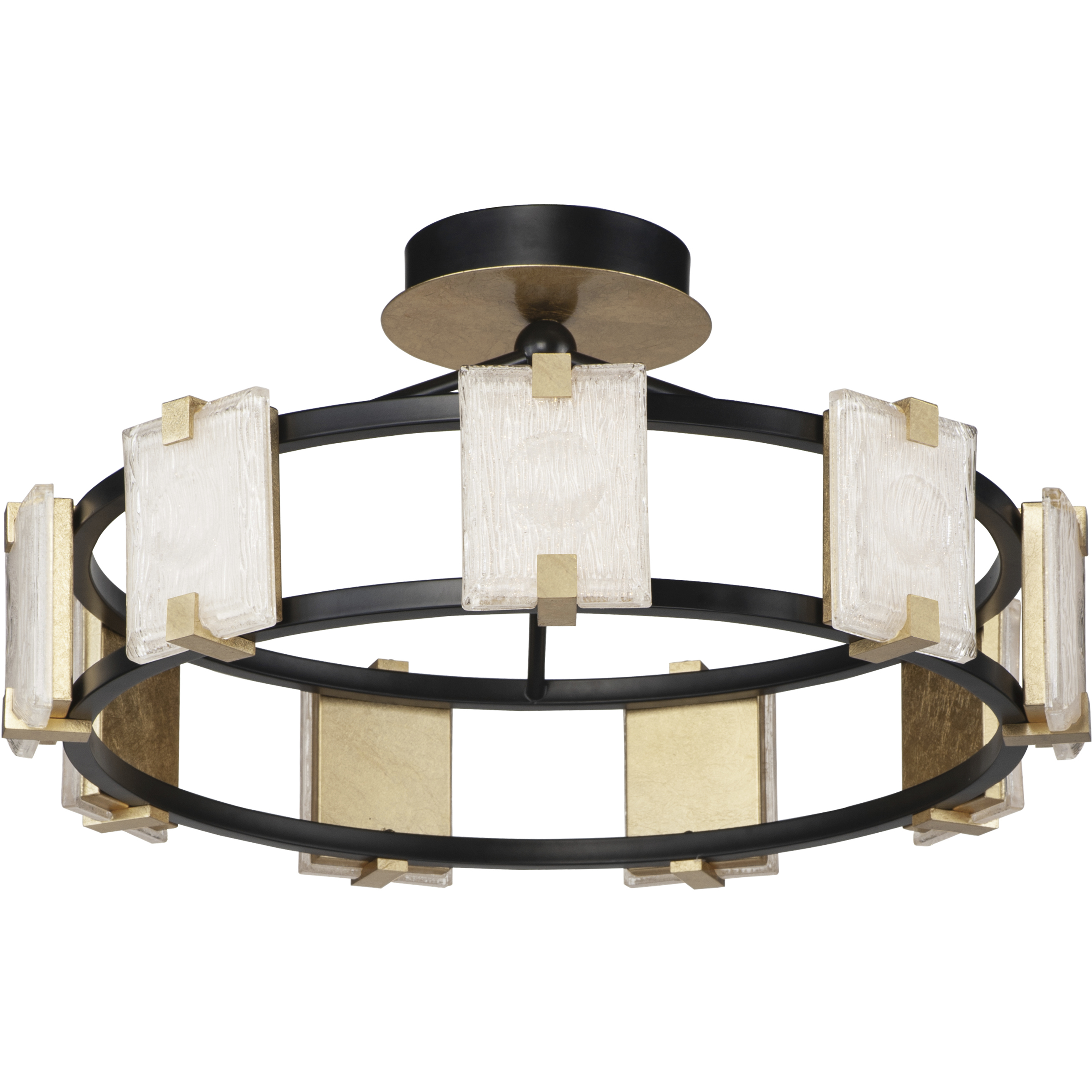 Radiant LED 26.75 inch Black and Gold Leaf Flush Mount Ceiling Light