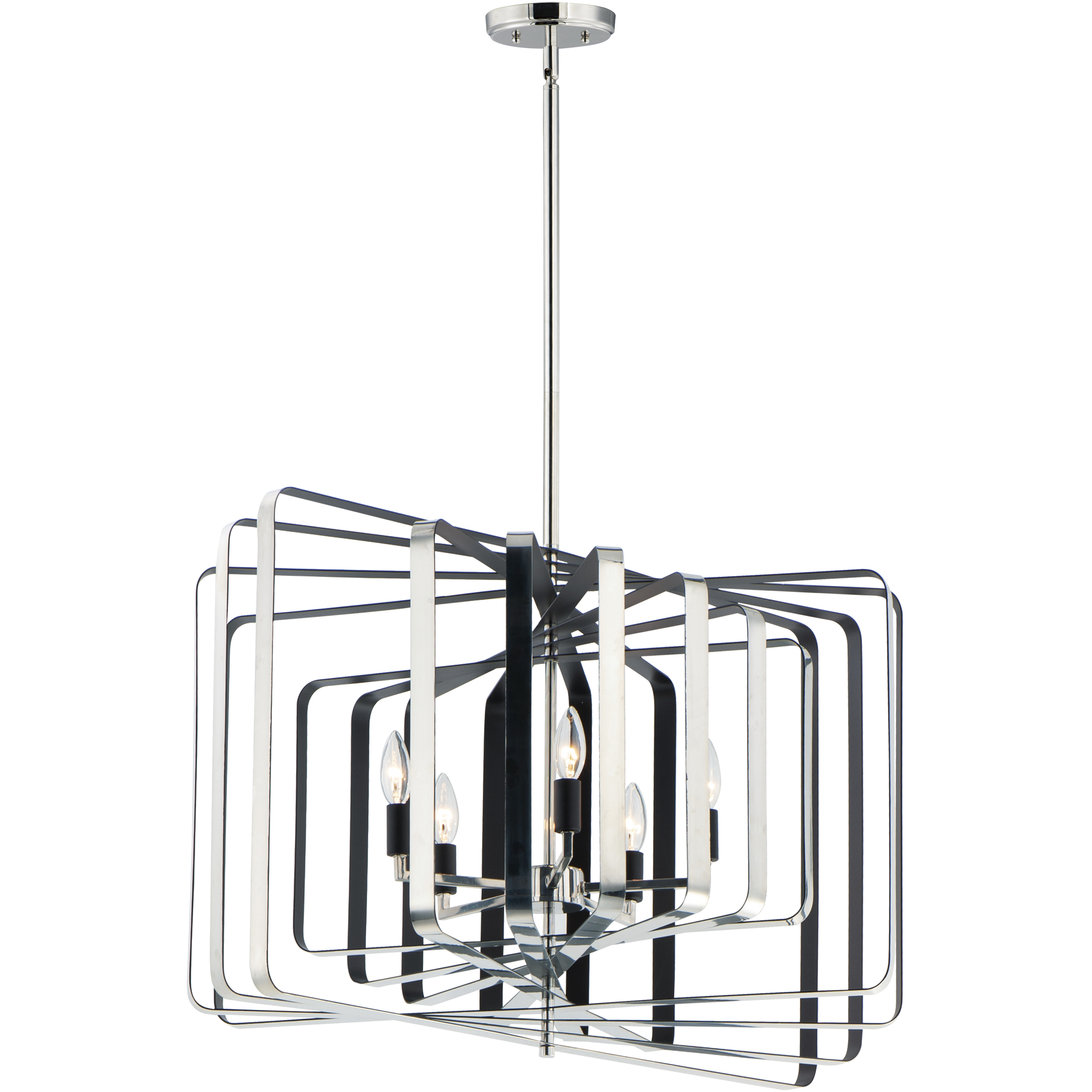 Radial 5 Light 30 inch Polished Nickel and Black Multi-Light Pendant Ceiling Light