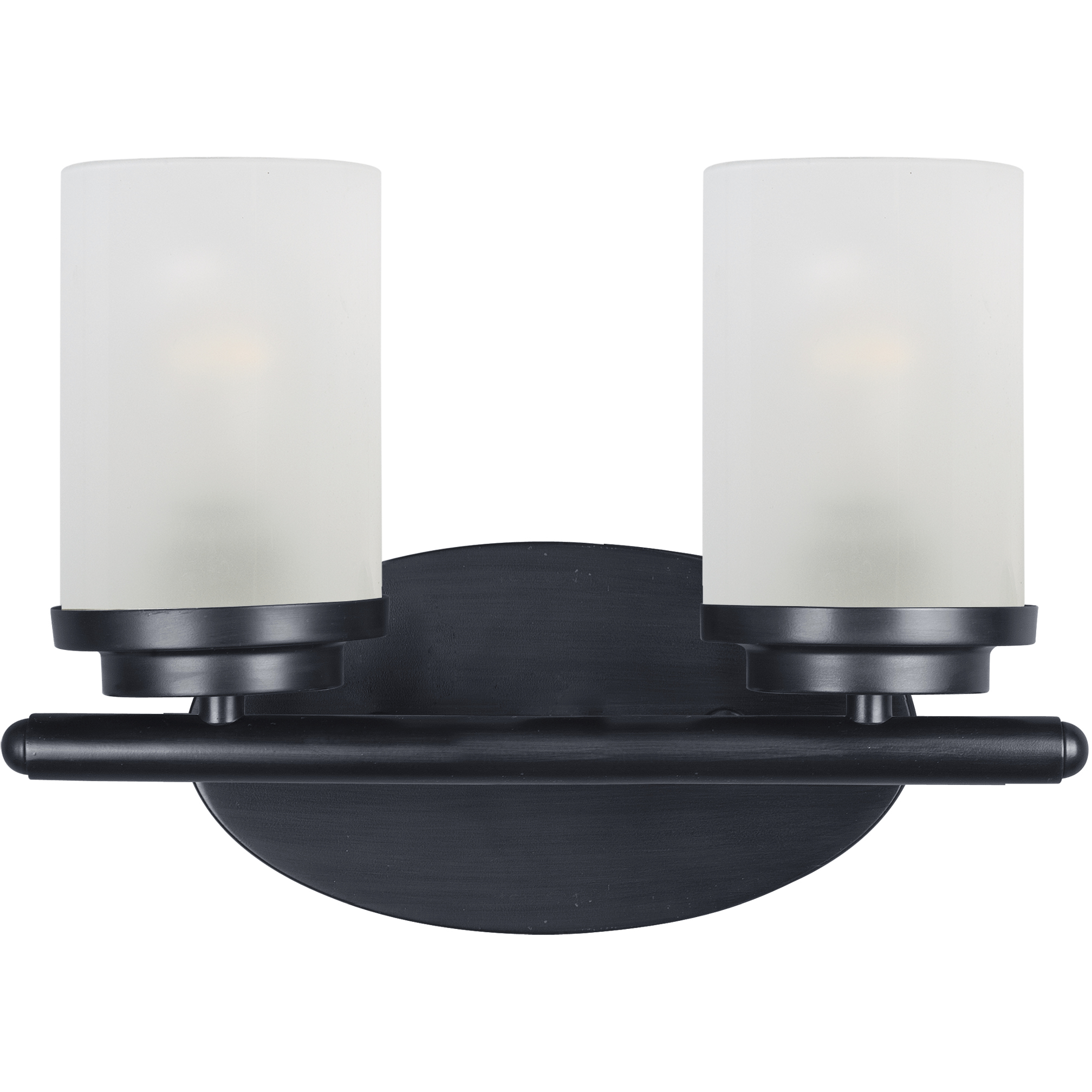 Corona 2 Light 12 inch Black Bath Vanity Wall Light in Frosted