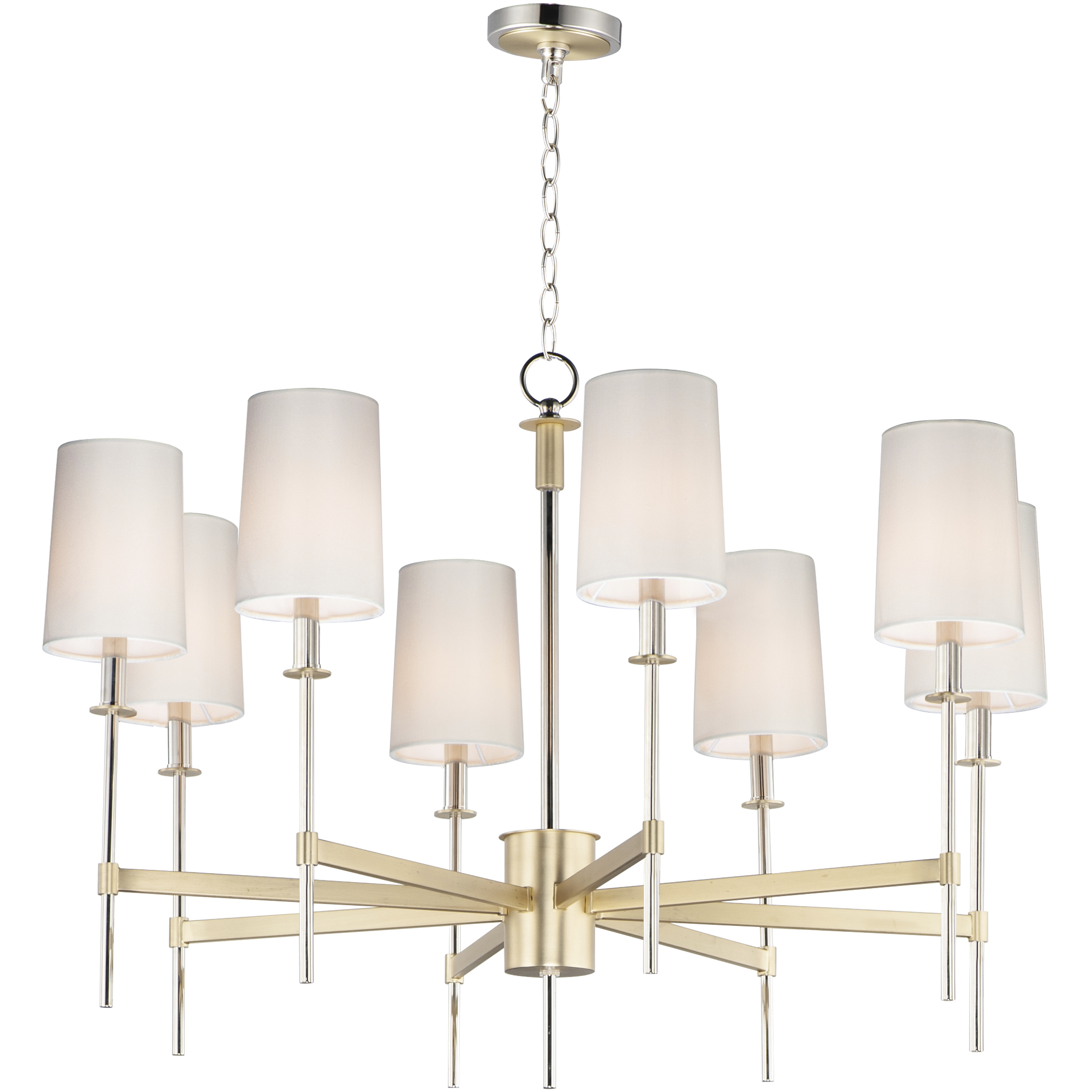 Uptown 8 Light 36 inch Satin Brass and Polished Nickel Chandelier Ceiling Light