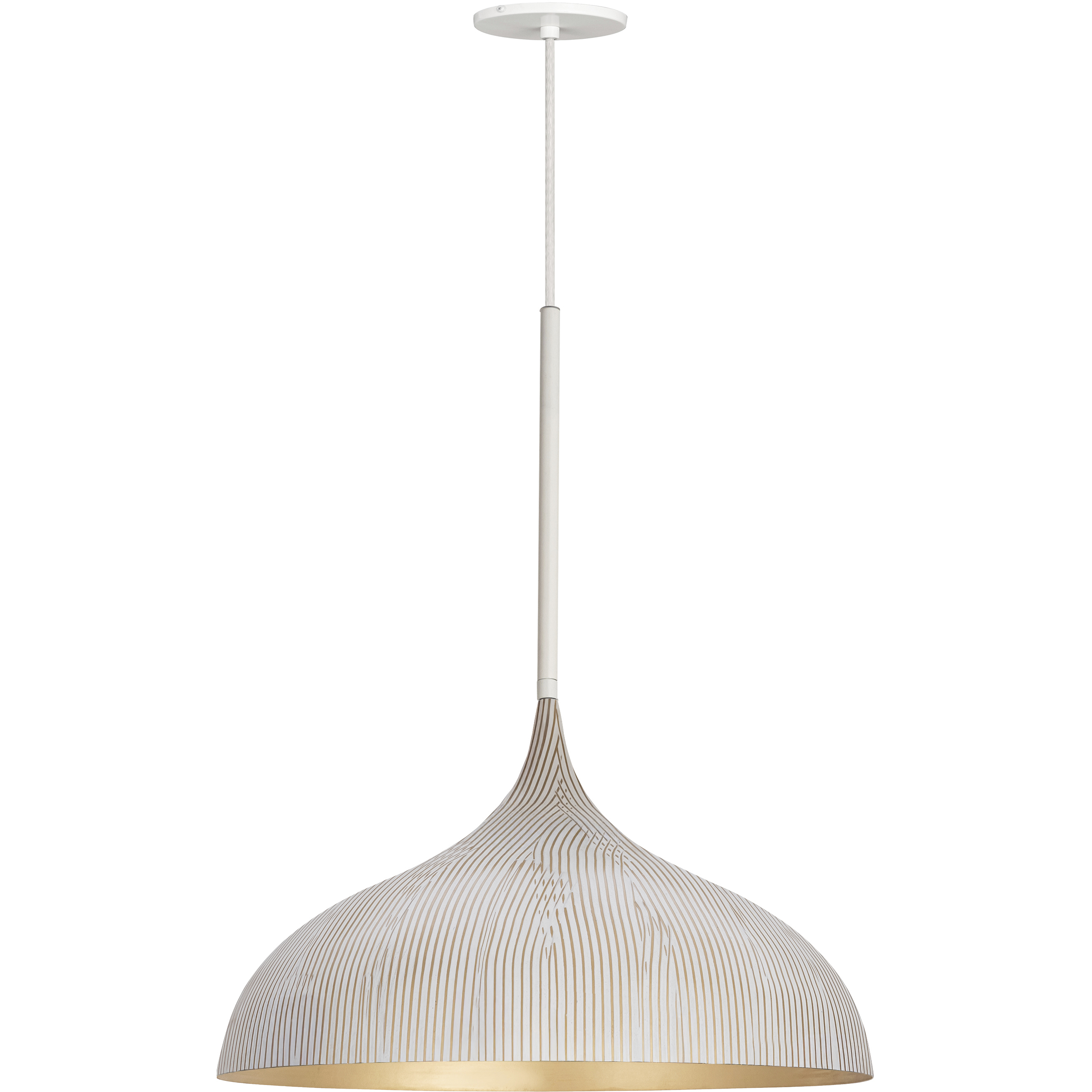 Fleur 1 Light 20 inch White and Gold Single Pendant Ceiling Light