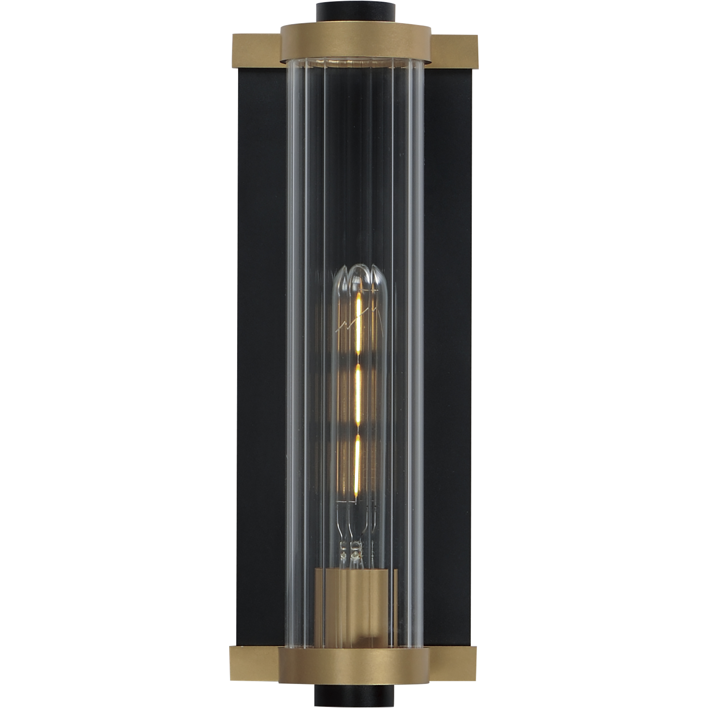 Opulent 1 Light 14 inch Black and Antique Brass Outdoor Wall Mount