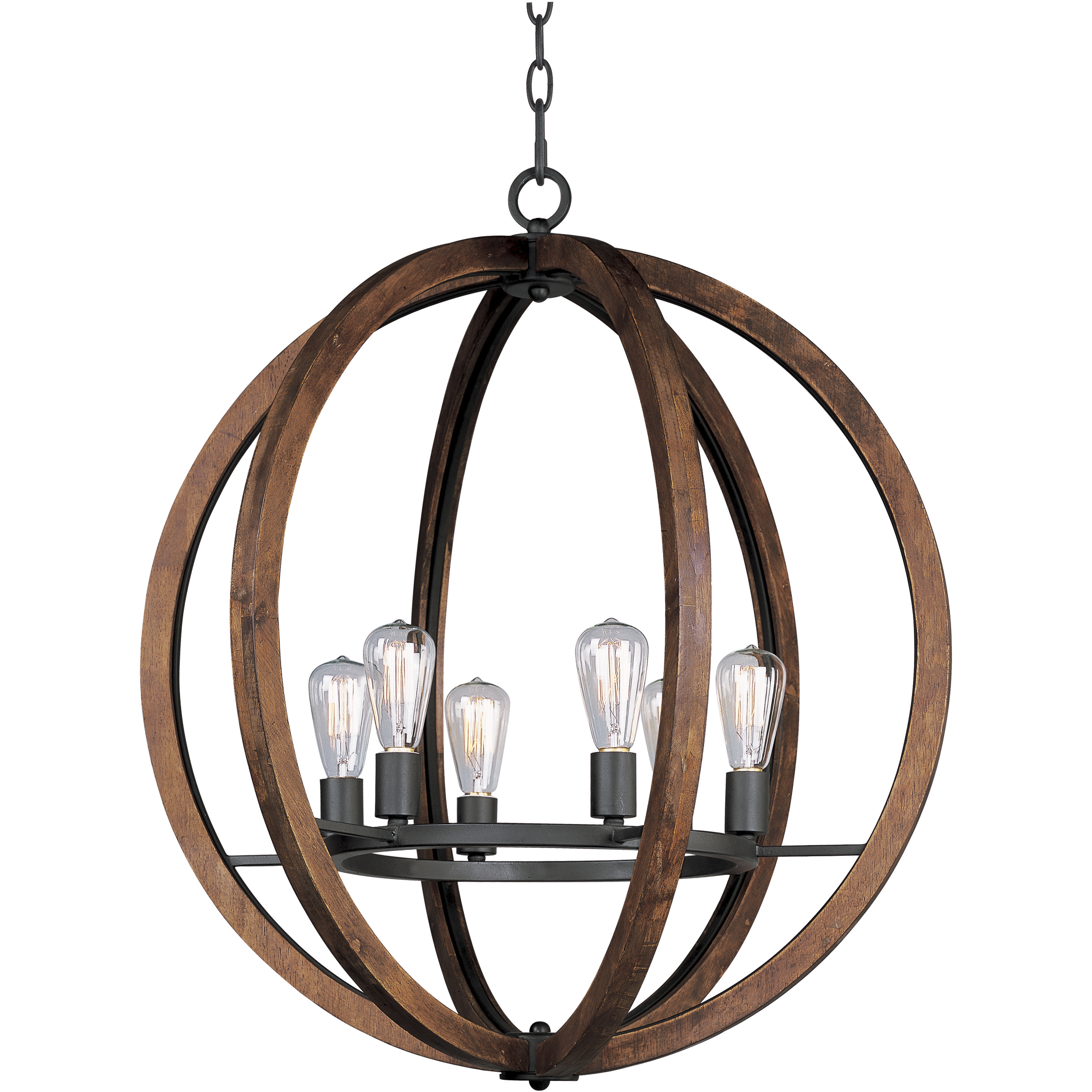 Bodega Bay 6 Light 30 inch Anthracite Single-Tier Chandelier Ceiling Light in Bulb Not Included
