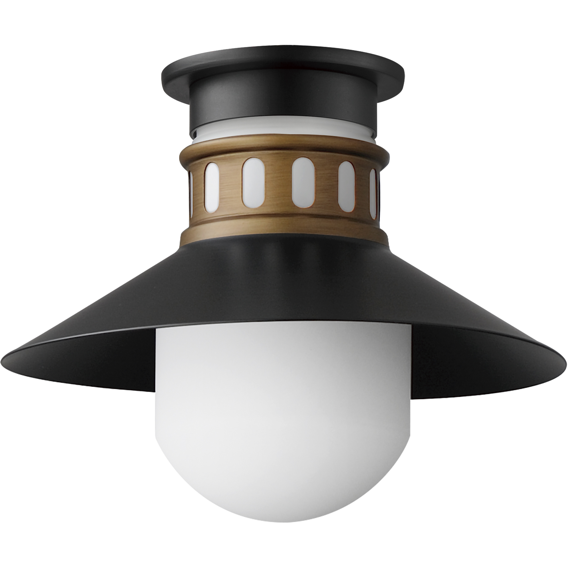 Admiralty 1 Light 12 inch Black and Antique Brass Outdoor Flush Mount in Antique Brass and Black