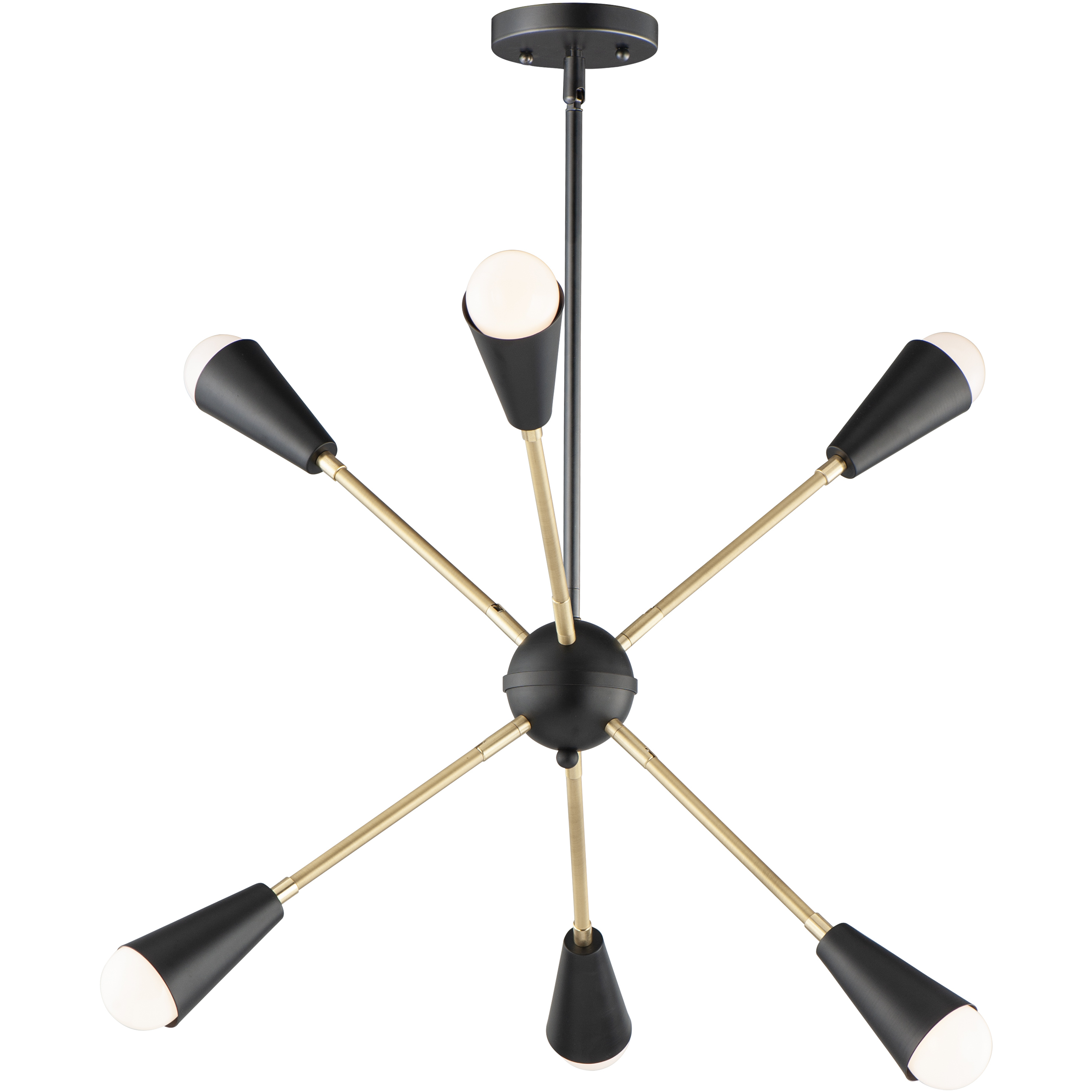 Lovell 6 Light 26 inch Black and Satin Brass Multi-Light Pendant Ceiling Light in Bulb Not Included