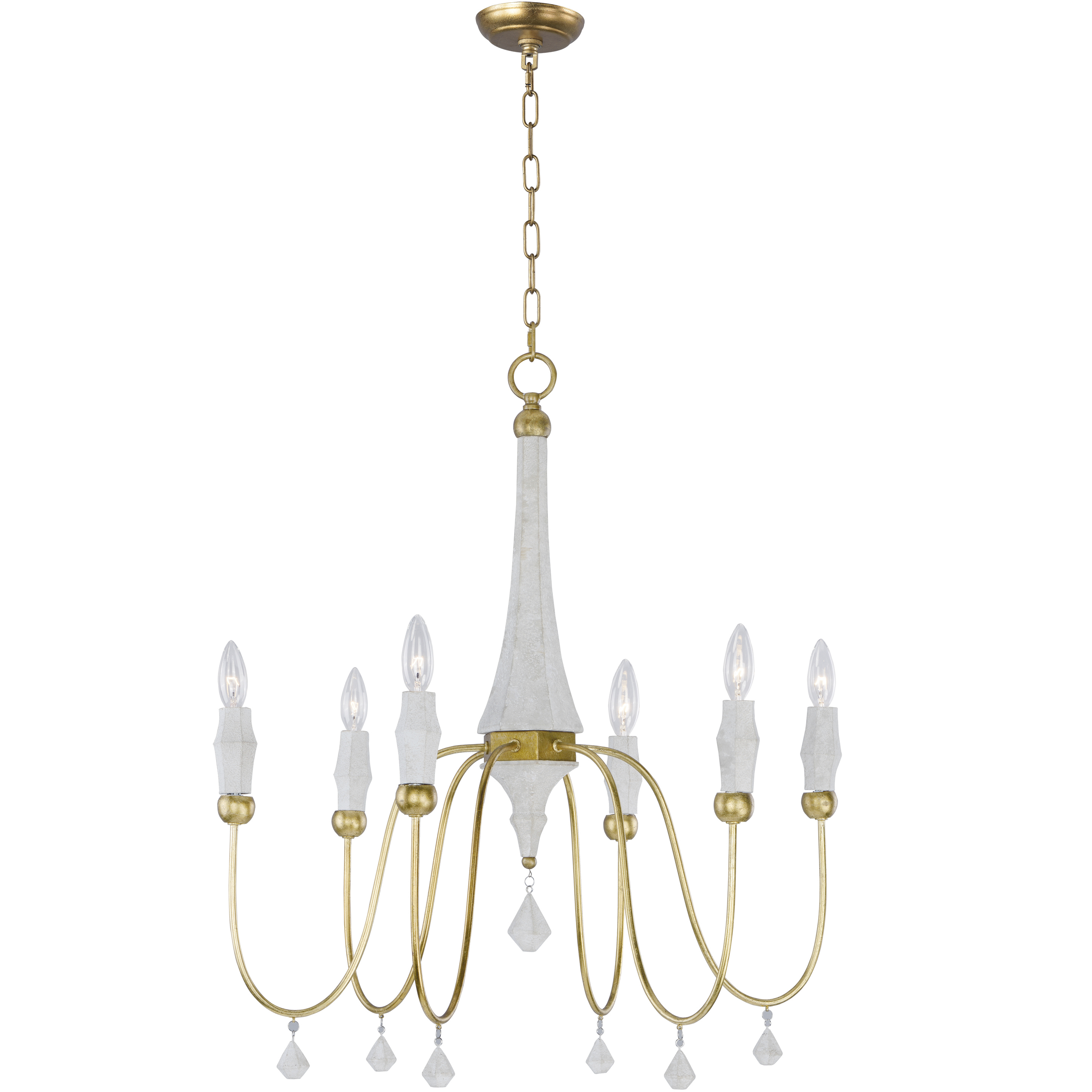 Claymore 6 Light 28 inch Claystone and Gold Leaf Chandelier Ceiling Light