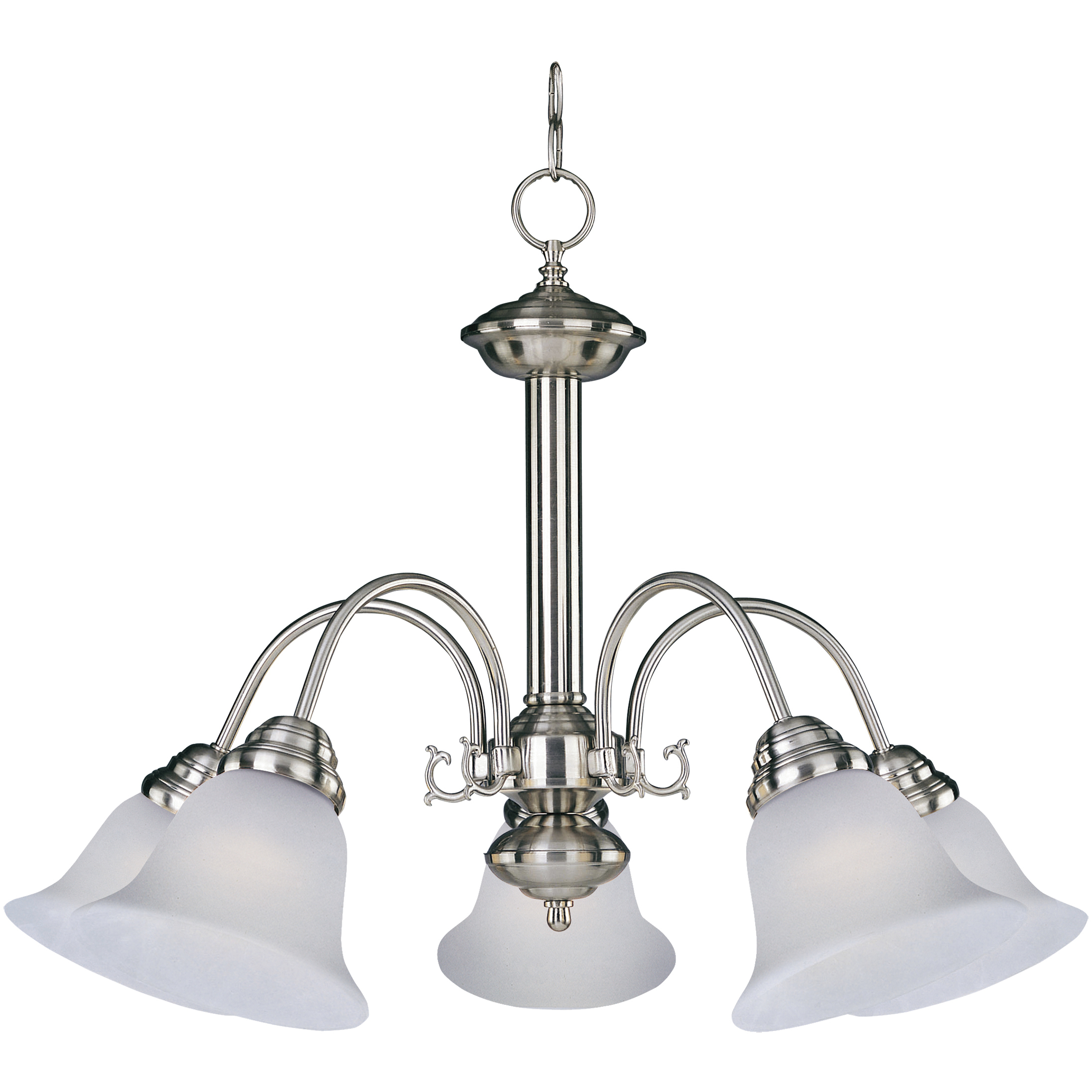 Malaga 5 Light 24 inch Satin Nickel Down Light Chandelier Ceiling Light in Frosted