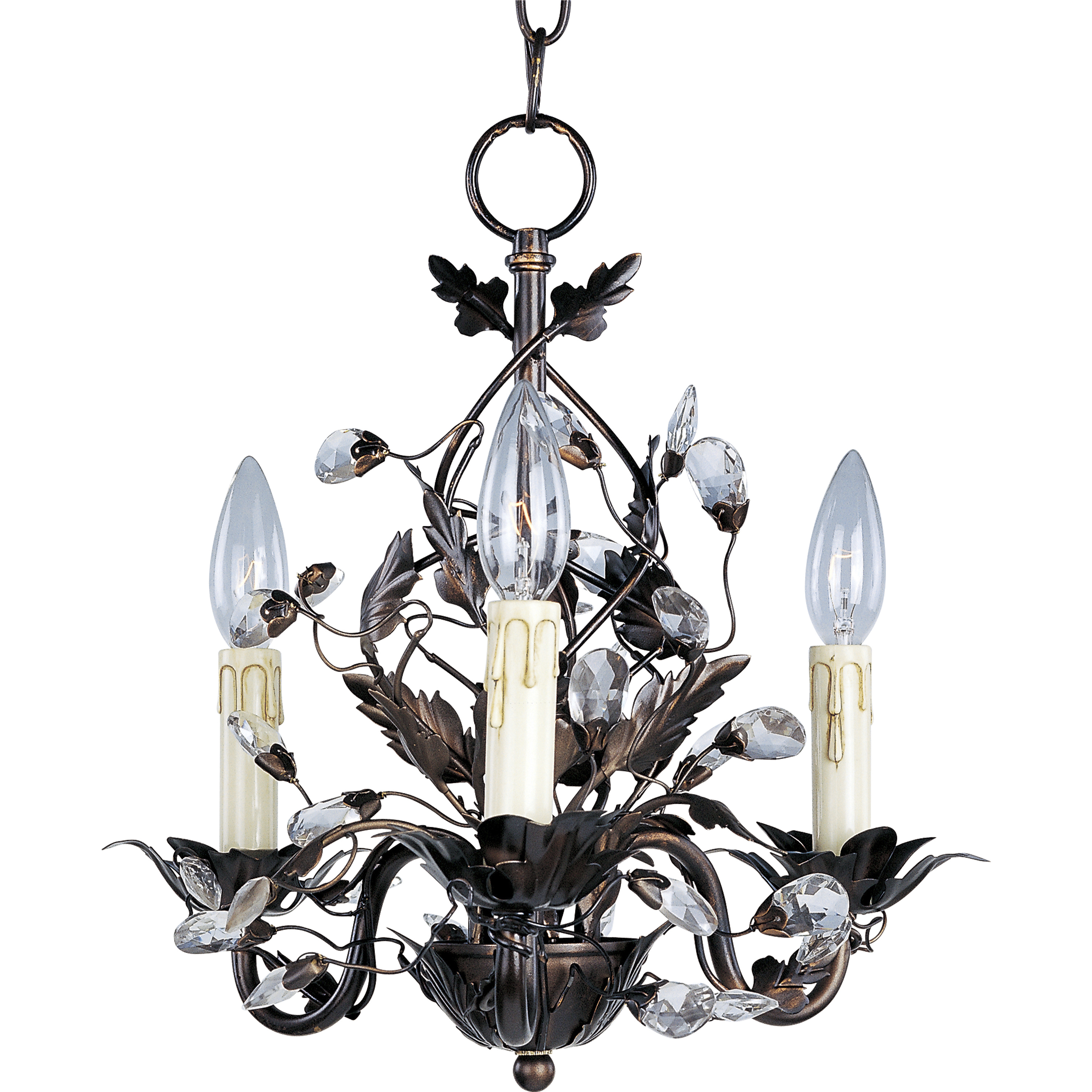 Elegante 3 Light 14 inch Oil Rubbed Bronze Mini Chandelier Ceiling Light