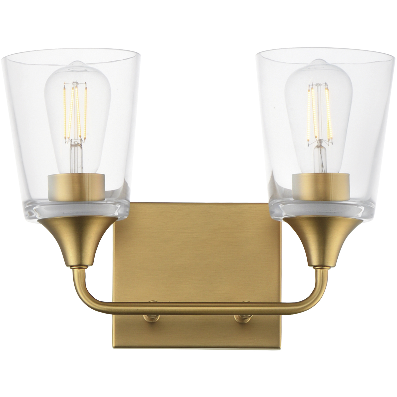 Hudson 2 Light 13 inch Natural Aged Brass Bath Vanity Wall Light in Clear