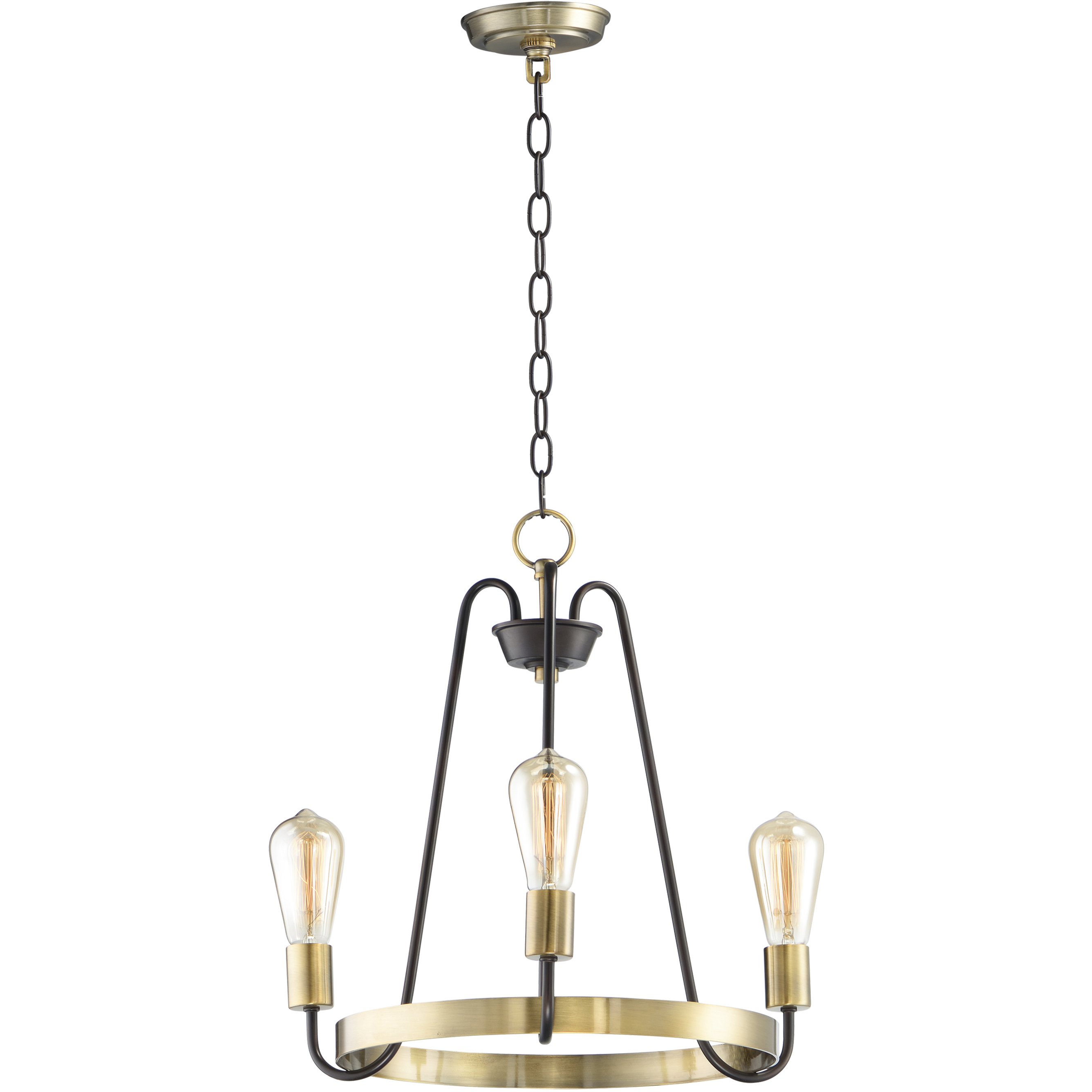 Haven 3 Light 18.5 inch Oil Rubbed Bronze and Antique Brass Single-Tier Chandelier Ceiling Light